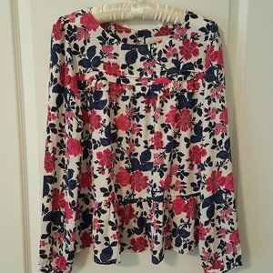 Loft Floral Peplum Long Sleeve blouse